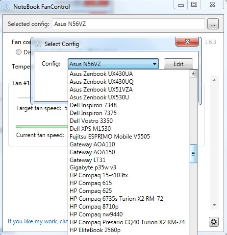 NoteBook FanControl  конфигурация.